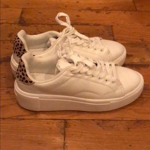 White and leopard fashion sneakers!